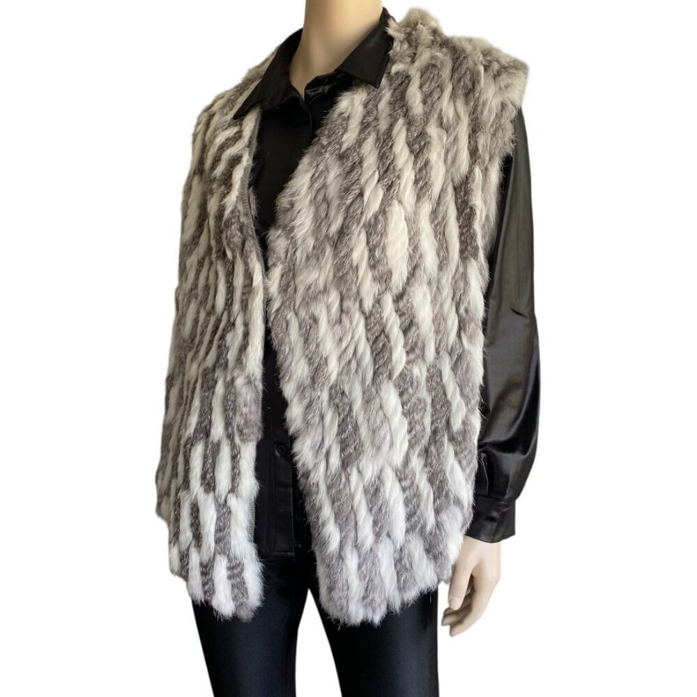 Elliatt Open Sleeveless Rabbit Fur Vest Sz M